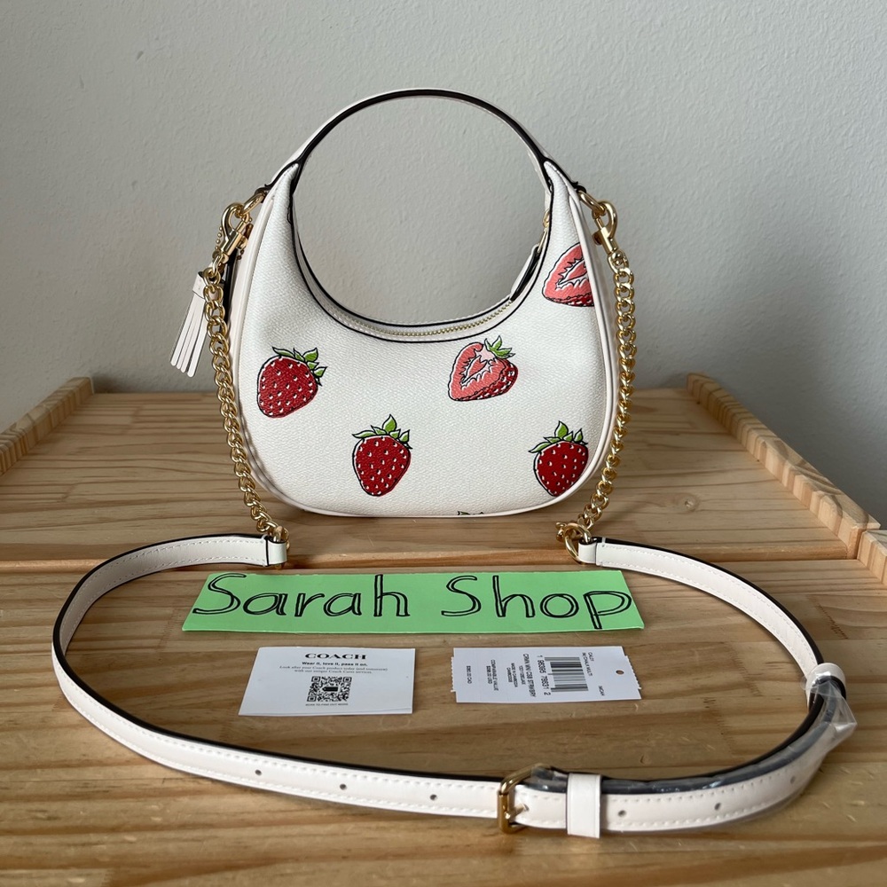 ✅Coach Carmen Mini Crossbody Bag With Strawberry Printed - Picture 3 of 14